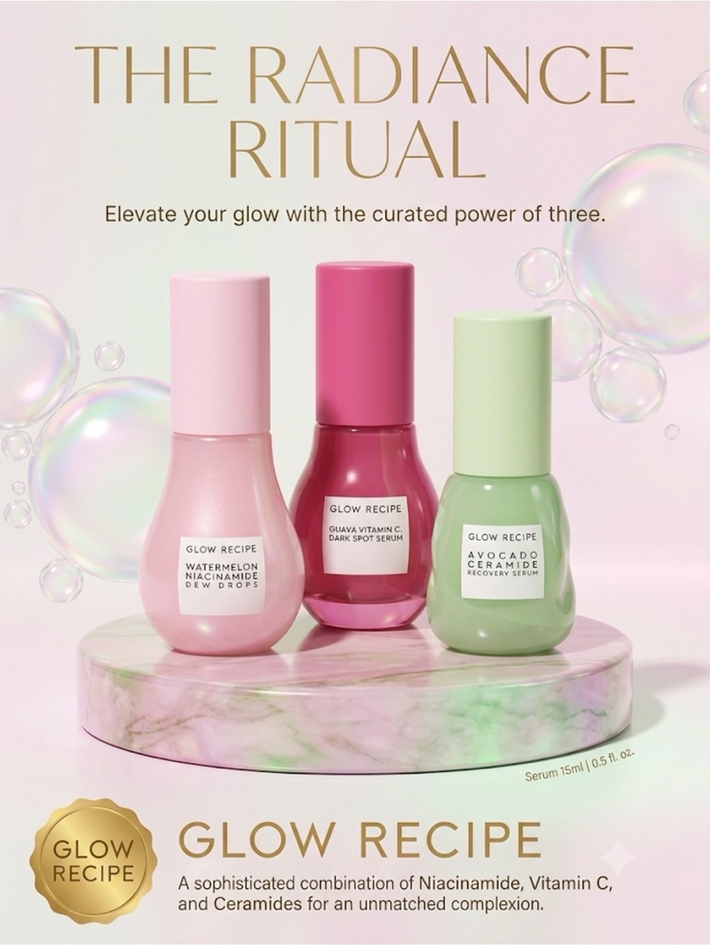 Brand New Glow Recipe Pink & Green Soothe Brighten Glow Trio
